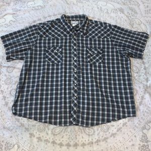 Wrangler Western Wrancher Pearl Snap Button Up Shirt Short Sleeve Sz 3X
